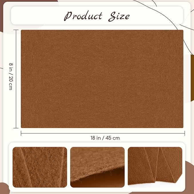 16 Pcs 8x18in Soft Felt Fabric Sheets, 16 Assorted Brown Colors Felt Pack - Image 2