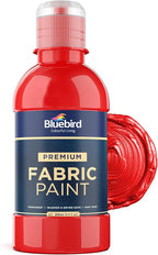 BLUEBIRD Fabric Paint, Vermilion Red, 8.5 Fl Oz, Permanent Fabric Paints by BluebirdArts