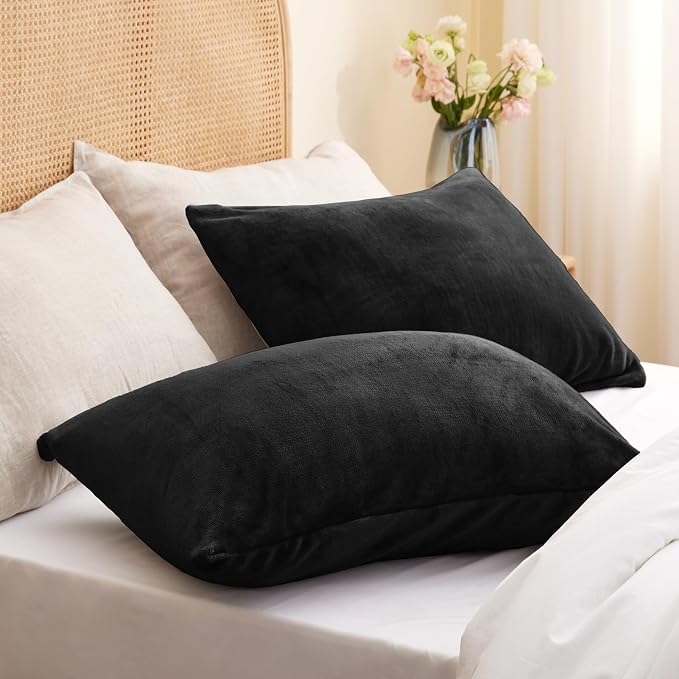 BEDELITE Flannel Pillow Cases Queen Size Set of 2, Super Soft Fleece Pillowcases - Image 2