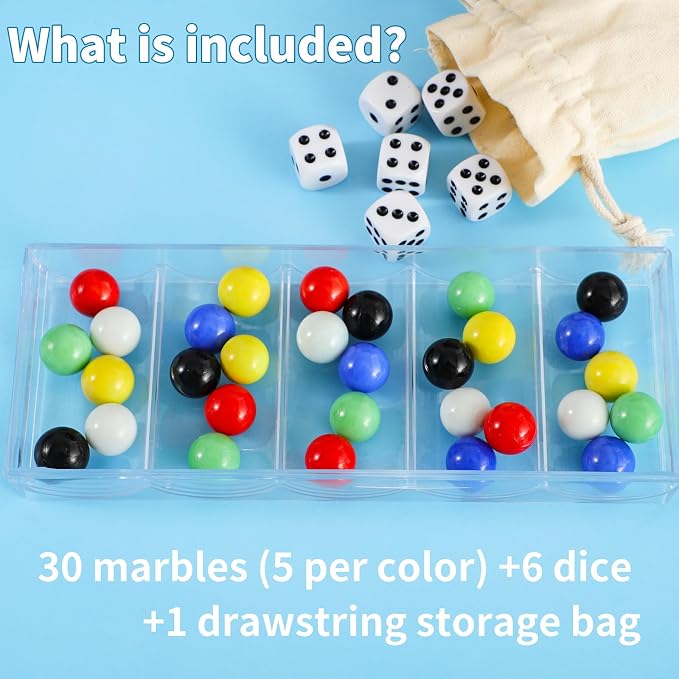 30 PCS Glass Marbles 6 Colors for Wahoo Marble Games 6 Dices 0.63in | Set of 30 - Image 3