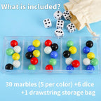 30 PCS Glass Marbles 6 Colors for Wahoo Marble Games 6 Dices 0.63in | Set of 30 - Image 3