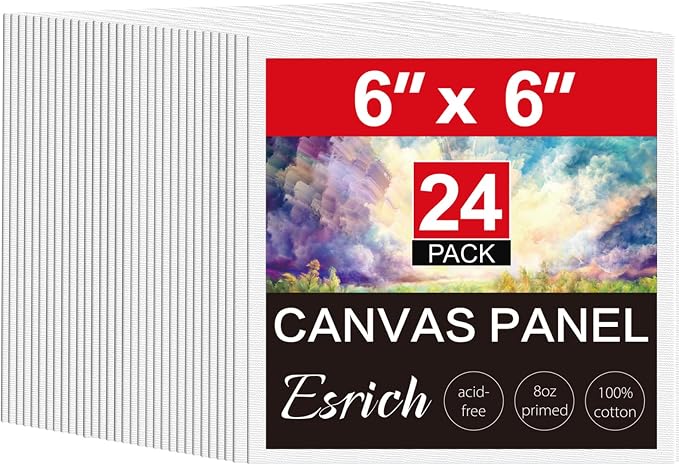 ESRICH 6x6 Canvas for Painting, 24 Pack Canvas Boards Cotton Painting Canvas by ESRICH