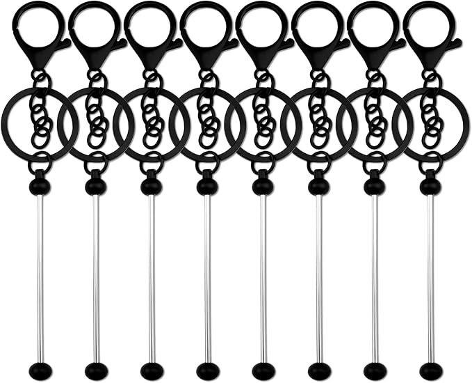 beadable keychains Bulk 8pcs Blank Keychain Making Kit Keychains Accessories by Unknown