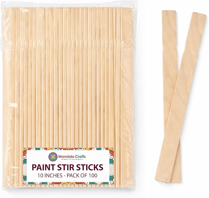 Mandala Crafts 10 Inch Wooden Sticks Paint Stirrers by MandalaCrafts