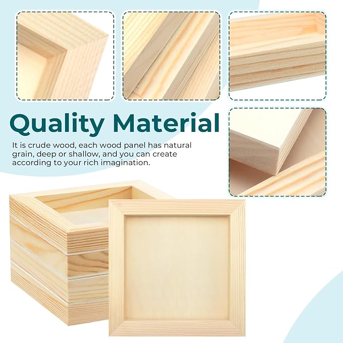 FSWCCK 15 Pack 6 x 6 inch Wood Panel Boards, Unfinished Wood Canvas Panels - Image 3