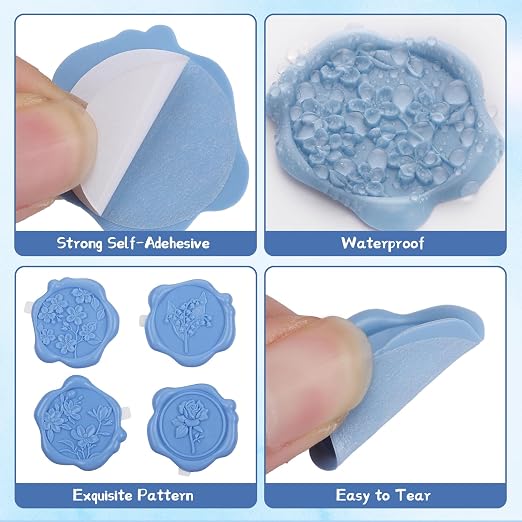 60Pcs Wax Seal Stickers, Wedding Invitation Envelope Seal Stickers Adhesive - Image 3