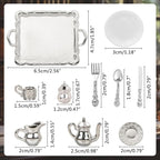 24 Pieces 1:12 Miniature Tea Set Metal Mini Teapot Tiny Tea Cup Mini Doll - Image 2