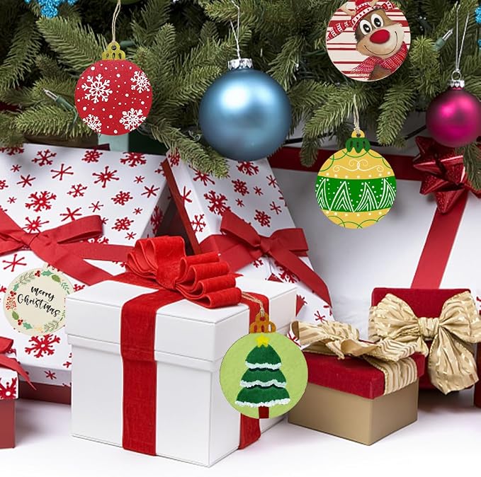 Hidreas 40 Pcs Unfinished Wood Ornaments DIY Round Wooden Ornaments Christmas - Image 7