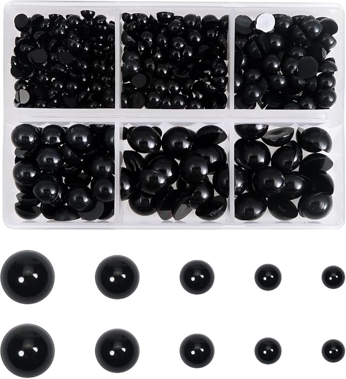 TOAOB 500pcs Round Black Plastic Doll Eyes 4mm 5mm 6mm 8mm 10mm Flatback by TOAOBTHEONEANDONLYBABY