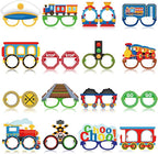 Pajean 32 Pcs Train Party Decoration Train Themed Paper Eyeglasses Photo Booth by Pajean