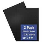 2 Pack Black Plastic Sheet 8x12x0.12 in Flexible High Tensile Plastic Sheets by Polvtor
