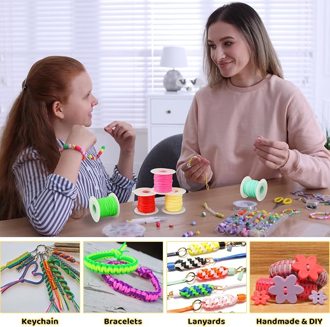 KAMJUNTAR Macaron Matte Lanyard String, 15 Rolls Gimp Boondoggle String Plastic - Image 5
