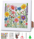 Wildflowers Cross Stitch Kits for Beginner, Flowers Stamped Cross Stitch Kits by VIGEGU
