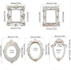 5Pcs Mini Frames -White Small Vintage Flower Oval Rectangle Baroque Frames - Image 3