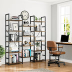 NUMENN Triple Column 5 Tier Bookshelf, Bookcase - Image 7
