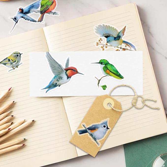 Imeepa 40Pcs Bird Stickers Transparent Scrapbooking Stickers | PET Vintage Bird - Image 6