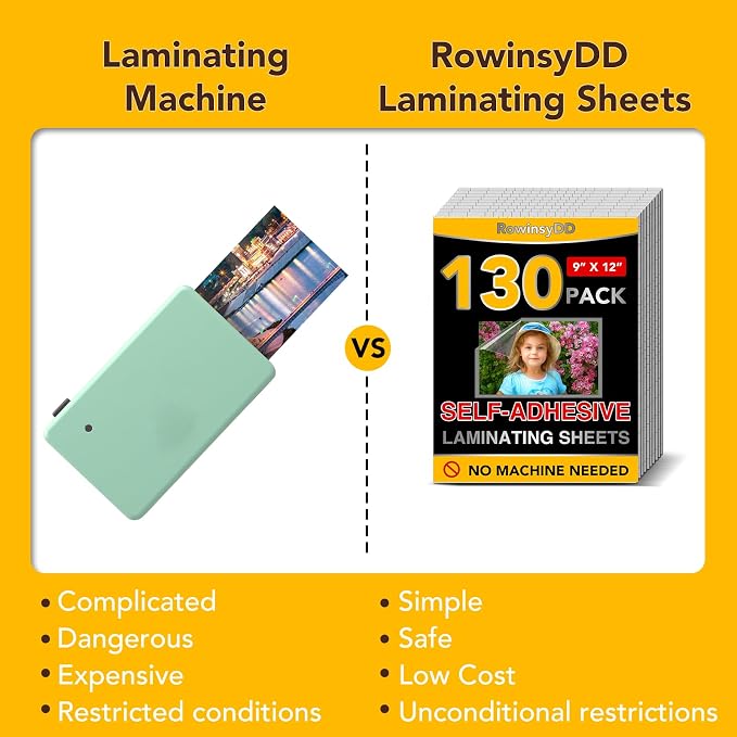 RowinsyDD 130 PCS Self Laminating Sheets, Self Adhesive Laminating Sheets | 8.5 - Image 4
