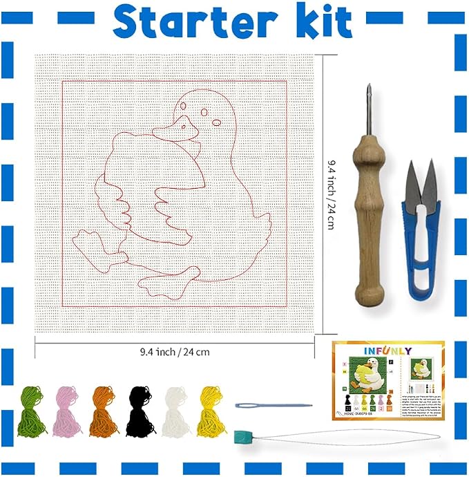 INFUNLY Goose Punch Needle Embroidery Kit 9.4x9.4 Inch DIY Punch Needle Kit - Image 2