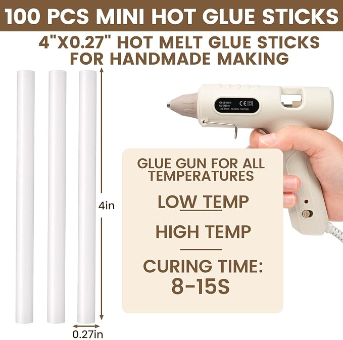 ADHES Hi-Temp Mini Hot Glue Sticks, 100 Pack, 0.27 Inch x 4 Inch, Full Size - Image 2