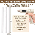 ADHES Hi-Temp Mini Hot Glue Sticks, 100 Pack, 0.27 Inch x 4 Inch, Full Size - Image 2