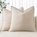 MIULEE Decorative Linen Euro Sham Pillow Covers 24x24 Natural Beige Boho by MIULEE
