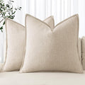 MIULEE Decorative Linen Pillow Covers 16x16 Inch Natural Beige Boho Farmhouse by MIULEE