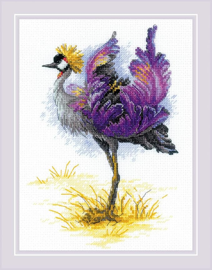 RIOLIS - Crowned Crane 2212, Cross Stitch Kits 7" x9½, Cross Stitch Kits by RIOLIS