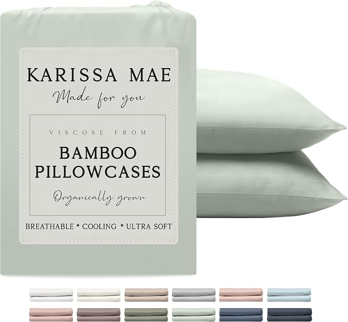 Karissa Mae Cooling Bamboo Viscose Queen Size Pillowcase Set | 100% FSC by KARISSAMAE