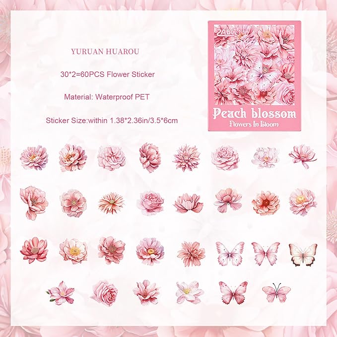 Doraking 60 Pieces Glitter Shiny Flower Stickers - Image 2