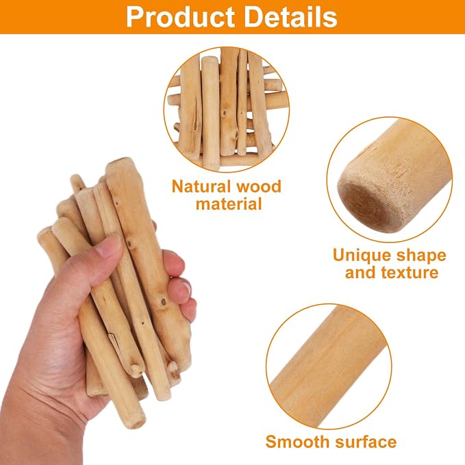 20PCS Natural Driftwood for Crafts, 4.7" Length Driftwood Pieces Branch Wooden - Image 3