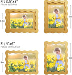 4x6 Picture Frame with Mat for 3.5x5, Wavy Edge Wooden Real Glass Photo Frame - Image 4