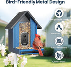 Smart Metal Bird Feeder with Camera, Light Blue | Squirrel Proof, 2.5K UHD AI - Image 2
