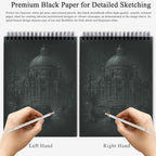 Fuxi Black Paper Notebook, 60 Sheets Spiral Sketchbook 8.5 x 11, Hardcover | - Image 5
