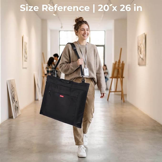 Nicpro Light Weight Art Portfolio Bag, 20x26 Black Art Canvas Portfolio Case - Image 9
