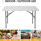 SUPER DEAL Portable 4 Foot Plastic Folding Table, Small Indoor Outdoor Heavy - Image 4