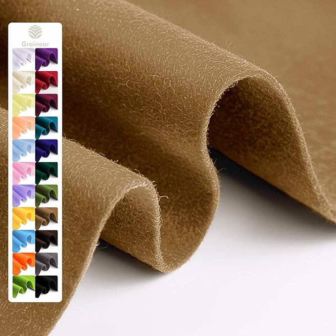 Tan Soft Felt Fabric Sheet 36" x 36", 1.6mm Thick, Premium Craft Felt by Grainear