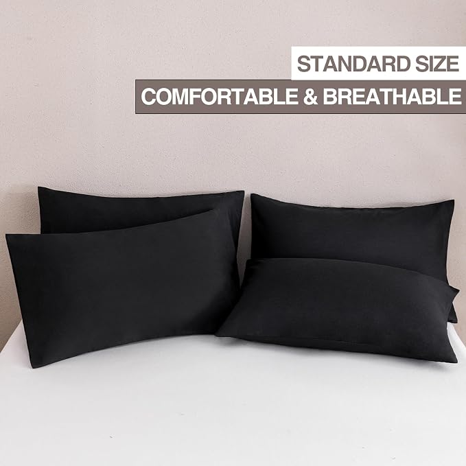 MINIPANDA Black Pillow Cases Standard Size Set of 4 - Image 2