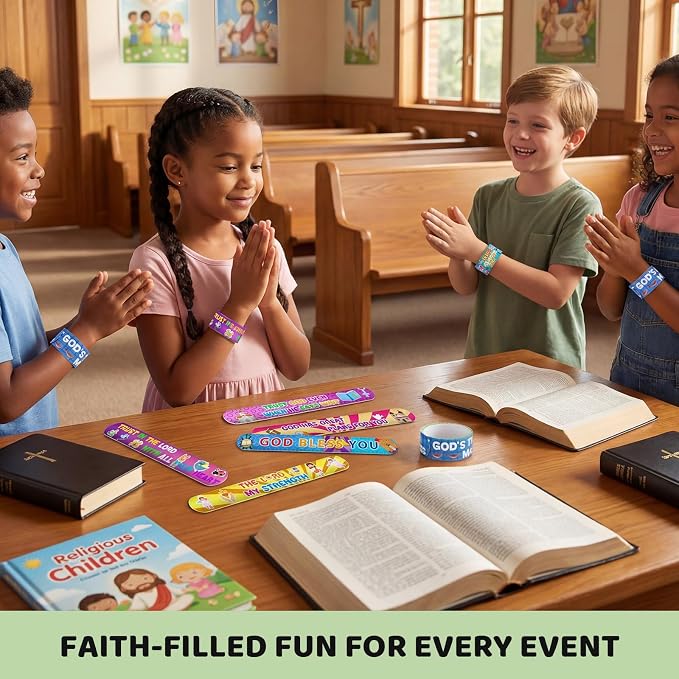 LovesTown 48PCS Christian Snap Bracelets, Bible Verses Religious Slap - Image 3