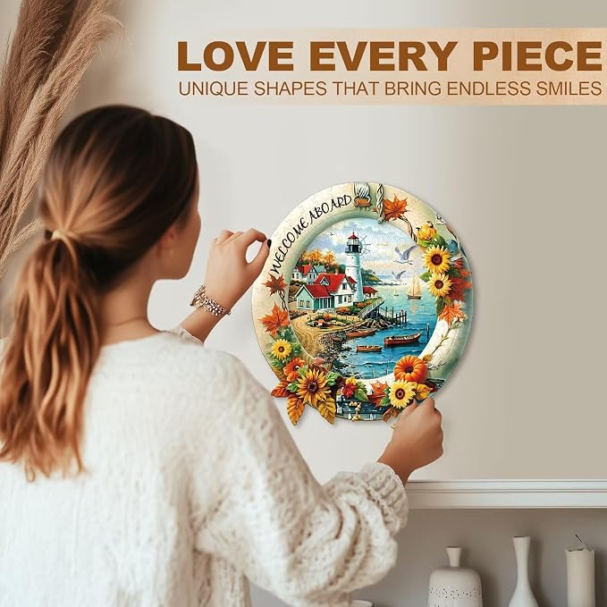 Sunflowers Puzzles Lighthouse Cottage Ocean Walkway Puzzle Adults Gifts - Image 6