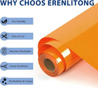 RENLITONG Orange Iron on Vinyl 12Inch by 50ft Roll Heat Transfer Vinyl - Image 2