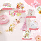 Pressed Flower Bookmark Kit, Includes 80 Dried Flowers, 50 Laminating Pouches - Image 3