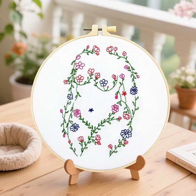 Woman Flowers Embroidery Kits for Beginners Adults, Floral Hand Embroidery - Image 7