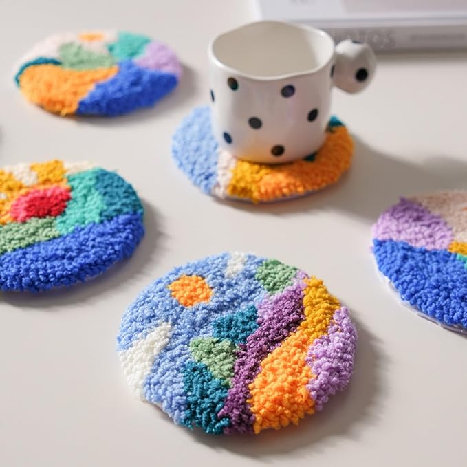 Avtytsda 6PCS Punch Needle Coaster Kit, Easy Punch Needle DIY Embroidery Set - Image 2