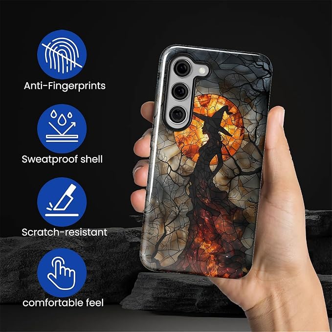 Case for Samsung Galaxy S23 Case, Halloween Witch Moon Stained Glass Design - Image 5