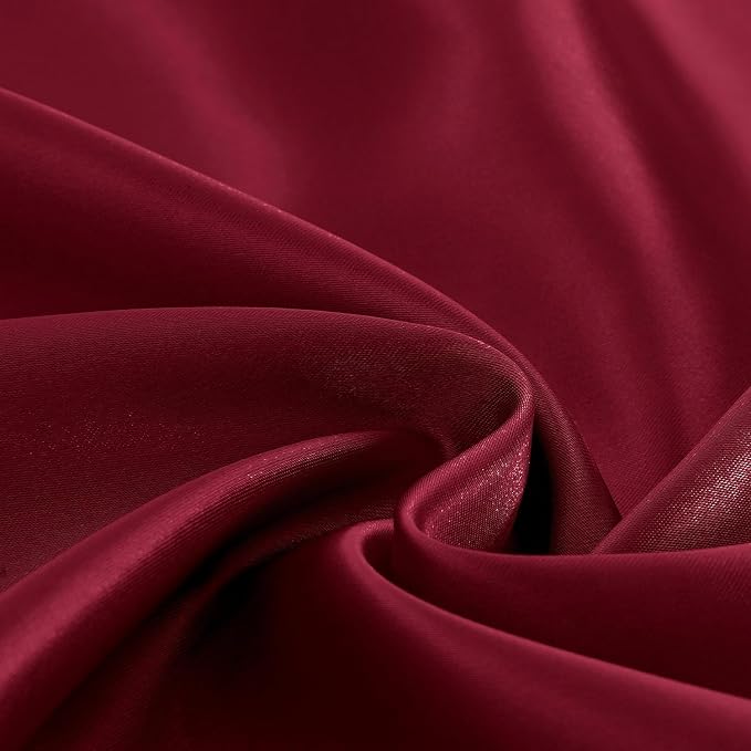 Homiest Burgundy Satin Queen Flat Sheet, Silky Bedding Top Sheet - Image 3