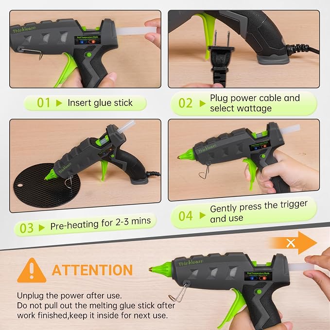 THINKLEARN Hot Glue Gun, Full Size, 60/100W Dual Power | Heavy Duty Glue Gun - Image 6