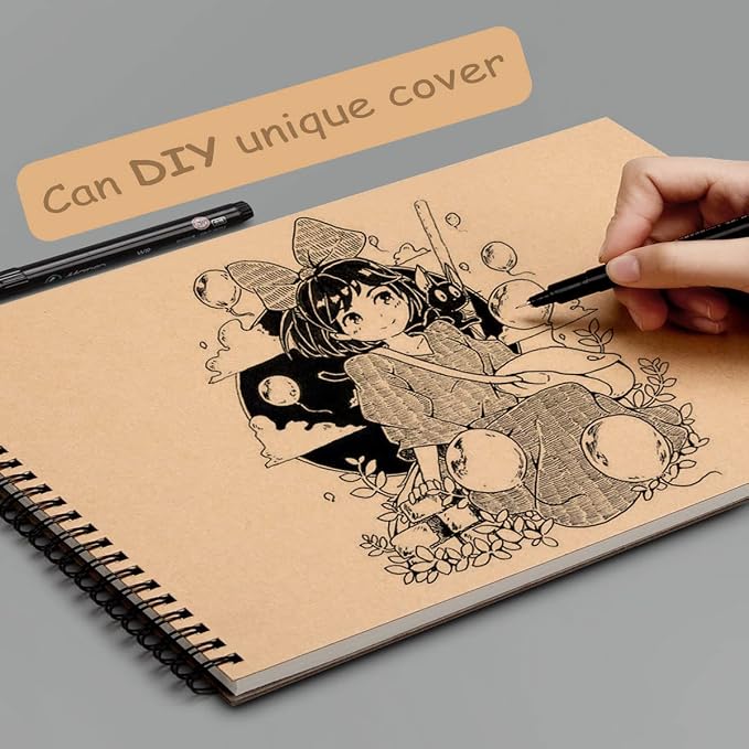 Sketch Book Pad, Drawing Paper 9" x 12" Spiral Bound, 90 Sheets, Durable Acid - Image 5