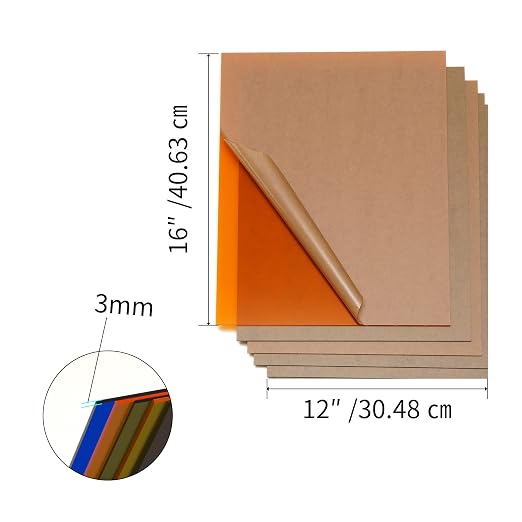 7 Pack 12" x 16" Colored Cast Acrylic Sheet，1/8”Thick Transparent Colored - Image 2