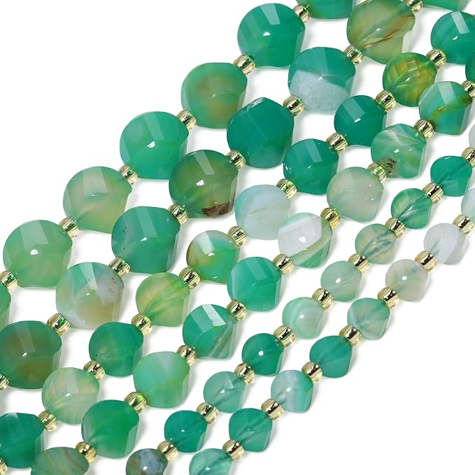 42pcs Natural Green Striped Agate Stone Beads - Image 6