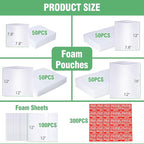 600Pcs Dish Packing Supplies for Moving, 300 Cushion Foam Wrap Pouches & Sheets - Image 2